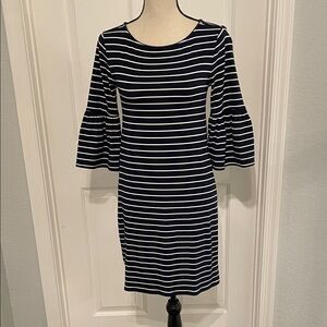 White House Black Market Navy and White Striped Dress